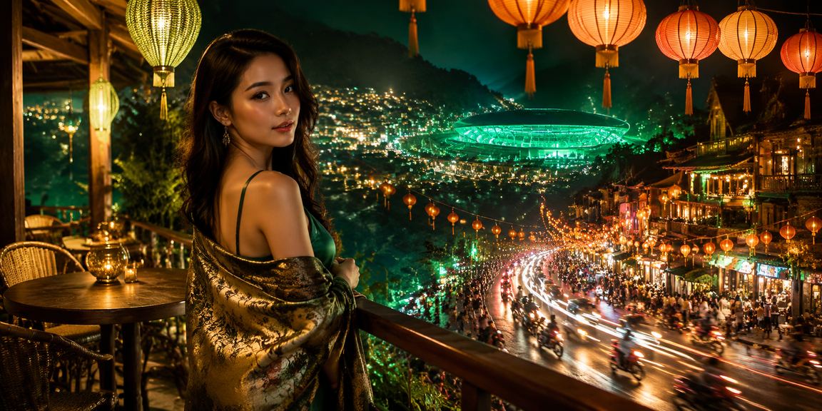 Cảnh chợ đêm Sa Pa với người dùng đăng ký tài khoản và nhận ưu đãi trên điện thoại